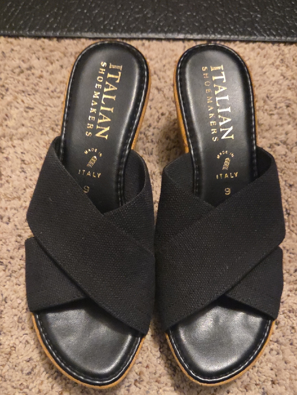 Italian Shoemakers Black Crisscross Slip-On Mules